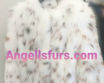 WHITE FLUFFYNESS! New Natural Real Animal print White Fox Fur Coat!Order Any color!