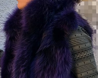 PURPLE RACCOON VEST!Brand New Real Natural Genuine Fur!