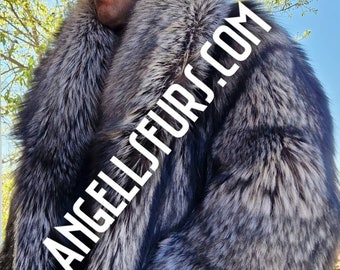 MEN'S SILVER FOX Fullpelts Coat with Shawl collar!Brand New Real Natural Genuine Fur!