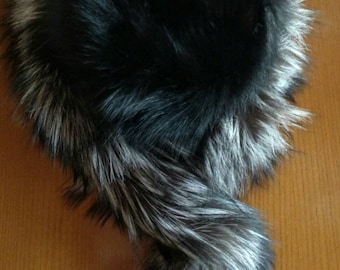 BLACK FOX hat with SILVER Fox trim!Brand New Real Natural Genuine Fur!