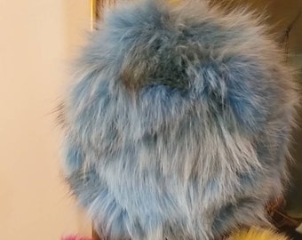 Light BLUE Fox Fur HAT!Brand New Real Natural Genuine Fur!