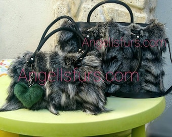 SILVER FOX Fur Bowling Bag!Brand New Real Natural Genuine Fur!