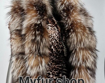 LONG CRYSTAL FOX Vest!Brand New Real Natural Genuine Fur!