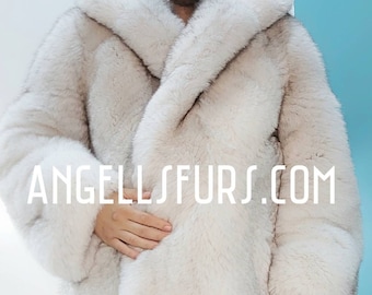 BLUE FOX FULLPELTS Mid Calf Fur Coat!Brand New Real Natural Genuine Fur!