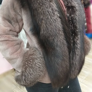 FULLPELTS Sheared MINK Fur jacket with Full FOX!Brand New Real Natural Genuine Fur
