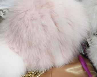 FOX Fur Bag in Pink colors! Order in any color or shape!Brand New Real Natural Genuine Fur!