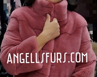 CANDY PINK Fullpelts MINK fur jacket! Order Any color!Brand New Real Natural Genuine Fur!