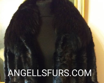 MEN'S NEW fur jacket!Real Natural Black MINK Fur!