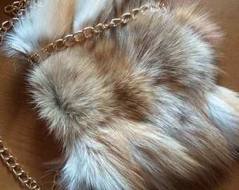 RED FOX SMALL Fur Bag!Brand New Real Natural Genuine Fur!