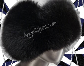 MEN'S BLACK FOX Trapper Hat!Brand New Real Natural Genuine Fur!