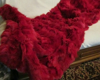 FUR For HOME!Brand New, Real,Natural Bright RED Fur Throw Blanket!