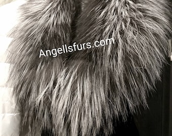 FULLPELT SILVER FOX collar!Brand New Real Natural Genuine Fur!