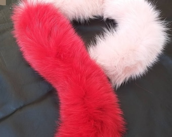 New!!!Natural Real PINK and RED Fox  scarf!