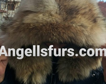 COYOTE FUR HOOD!Unisex!Brand New Real Natural Genuine Fur!