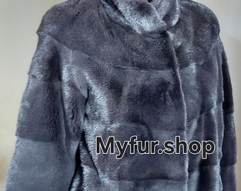 BLUE IRIS MINK Fullpelt Fur jacket!Brand New Real Natural Genuine Fur!