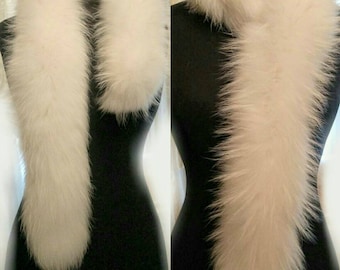 PEARL Double WHITE FOX Scarf!Brand New Real Natural Genuine Fur!