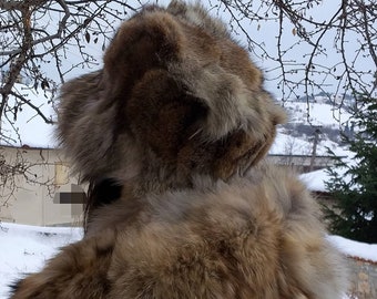 COYOTE BUCKET HAT!Brand New Real Natural Genuine Fur!