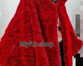 RED MINK Fur CAPE!One Size!Brand New Real Natural Genuine Fur!