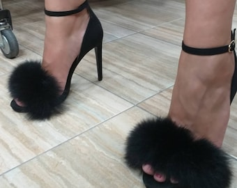 REAL BLACK FOX Fur On High heels!