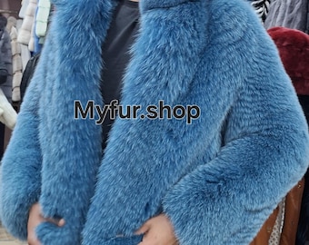 MEN'S FOX Short Jacket!Brand New Real Natural Genuine Fur!