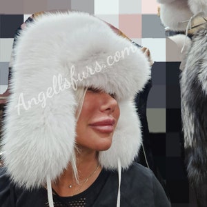 WHITE FOX TRAPPER Hut!Brandneuer echter natürlicher Pelz!