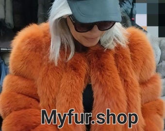 ORANGE FOX FULLPELTS Coat!Order Any color!Brand New Real Natural Genuine Fur!