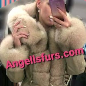 New!Modern LONG Real Fox Hooded Coat in Light colors!