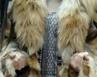 LONG RED FOX Fur Coat!Brand New Real Natural Genuine Fur!