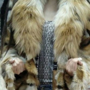 LONG RED FOX Fur Coat!Brand New Real Natural Genuine Fur!