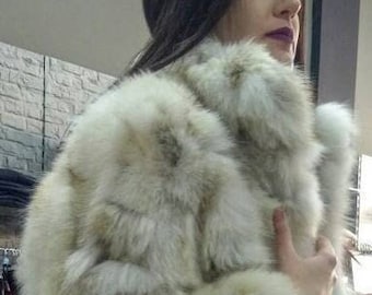 FOX FUR JACKET!Brand New Real Natural Genuine Fur