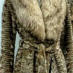 SHEARED MINK Knee length Fur Coat with Fox Collar!Brand New Real Natural Genuine Fur
