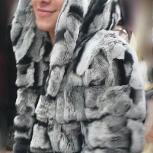 MEN&#39;S HOODED REX!Brand New Real Natural Genuine Fur!