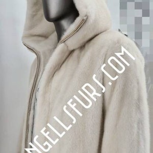 MEN&#39;S MINK Hooded Long BOMBER Fullpelts Fur Coat!Order Any color!Brand New Real Natural Genuine Fur!