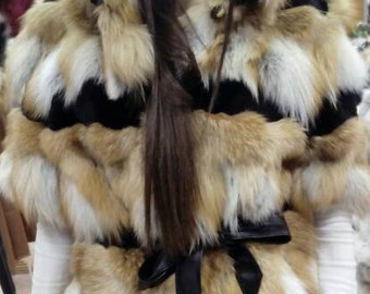 New Model!!!Natural Real Hooded Red Fox Fur vest/jacket!!!