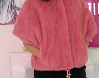 PINK MINK Fur Bolero!Brand New Real Natural Genuine Fur!