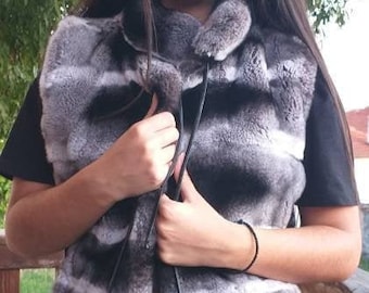 REX Fullpelts Vest!Brand New Real Natural Genuine Fur!