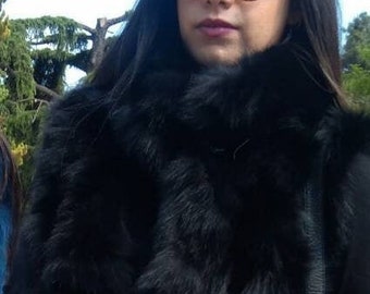 BLACK FOX VEST!Basic!Brand New Real Natural Genuine Fur!