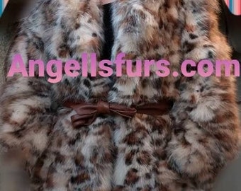 New Natural Real ANIMAL PRINT FOX Fur Coat!Order Any color!