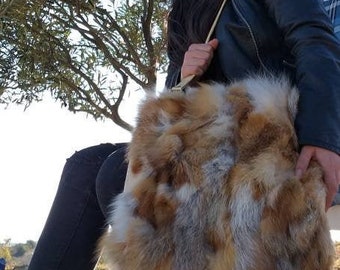 RED FOX Fur Bag!Modern Brand New Real Natural Genuine Fox Fur!