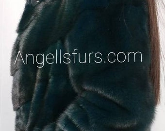 New Natural Real Amazing DARK GREEN Fullskin MINK fur jacket! Order Any color!