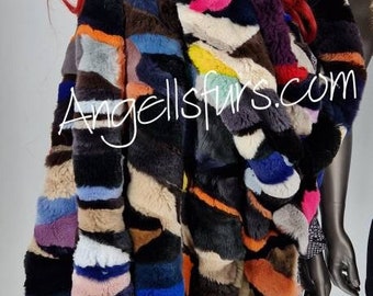 MULTICOLOR REX CAPE Scarf!Sleeveless!Order in Any color!Brand New Real Natural Genuine Fur!