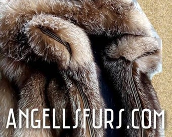 MEN'S HOODED CRYSTAL Fox Vest!Fullpelts Brand New Real Natural Genuine Fur!