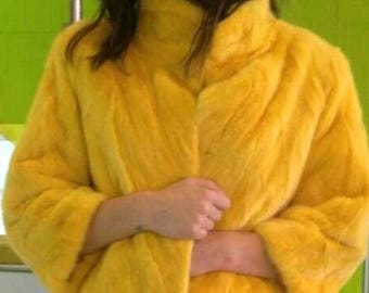 YELLOW MINK FUR Jacket!Order Any Color!Brand New Real Natural Genuine Fur!