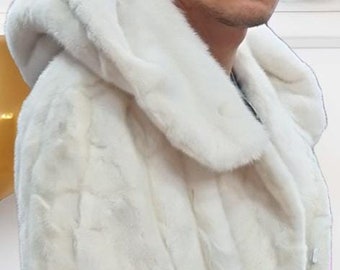 MEN'S HOODED MINK Fur!Brand New Real Natural Genuine Fur!