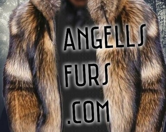Men's FINN RACCOON Hooded BOMBER in Fullpelts Fur!Brand New Real Natural Genuine Fur!Order Any color!