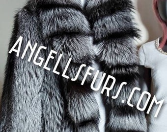 MEN'S SILVER FOX Mid calf Length,Fullpelts Fur Coat!Brand New Real Natural Genuine Fur,Order Any color!