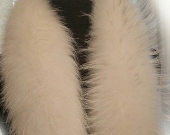 PEARL WHITE FOX Scarf!Brand New Real Natural Genuine Fur!