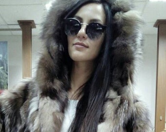HOODED FOX Fur CAPE!One Size!Order Any color!Brand New Real Natural Genuine Fur!