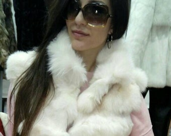 Cream White Fox Fur Vest!Brand New Real Natural Genuine Fur