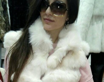 NEW! Natural,Real Cream White Fox Fur Vest!